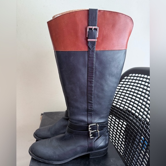 INC Black and Brown (Cognac) Riding Boots, Size 11 Wide Calf - Picture 3 of 6